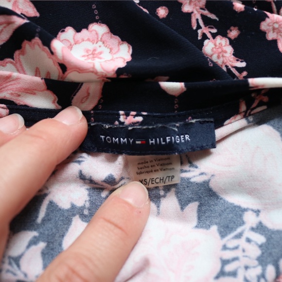 Tommy Hilfiger Pink and Blue Tie Front Fitted Tank Blouse - Picture 8 of 8